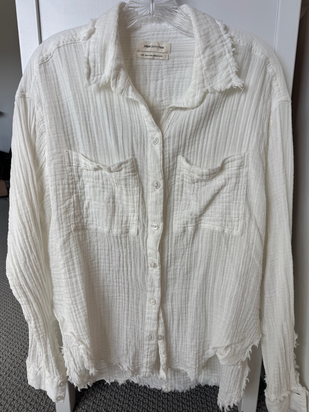 Urban Outfitters Off-White Gauze Button-Down Shirt